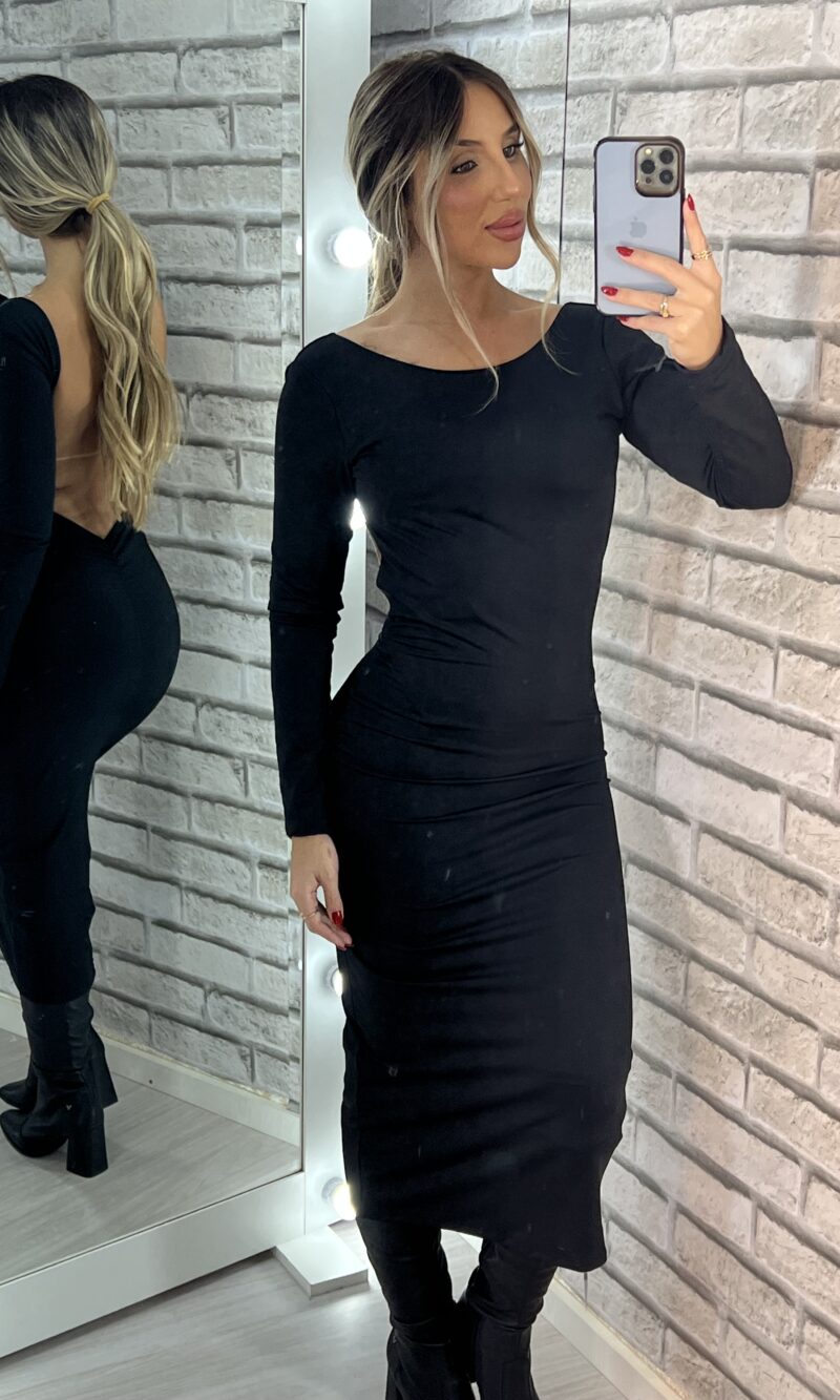 vestido midi bianca preto