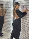 vestido midi bianca preto
