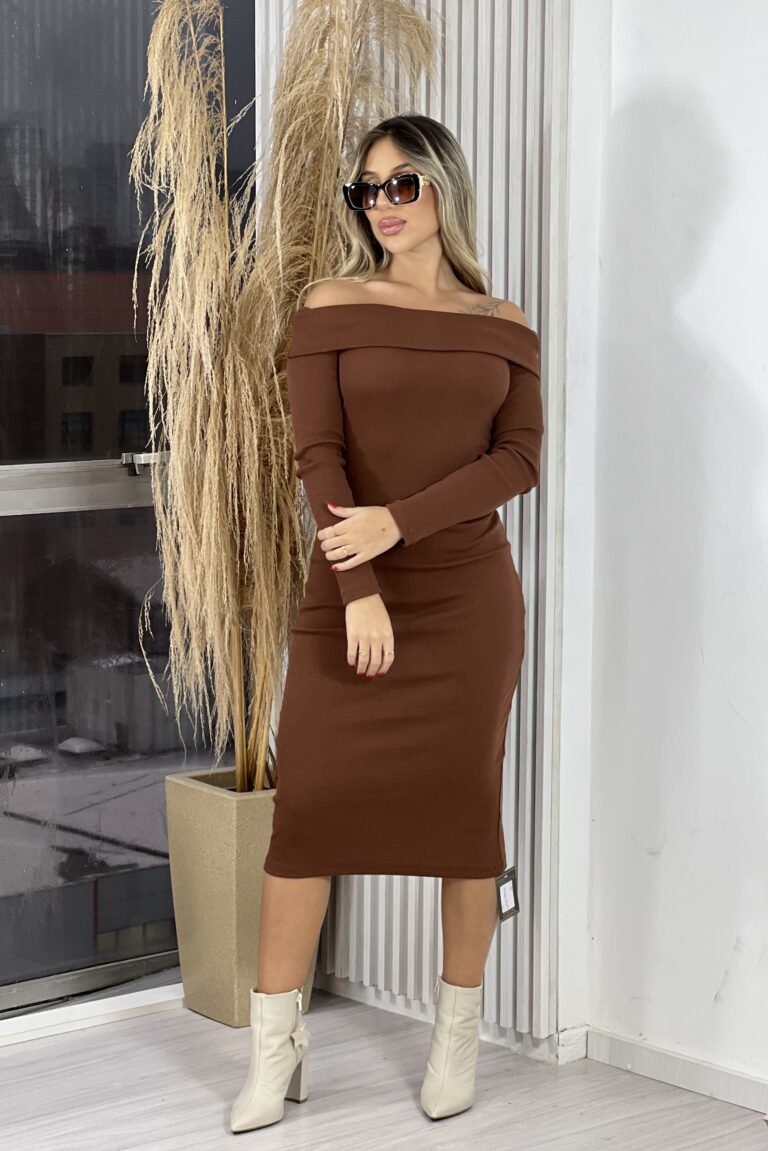 vestido midi helena marrom