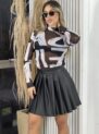 saia plissada courino preto