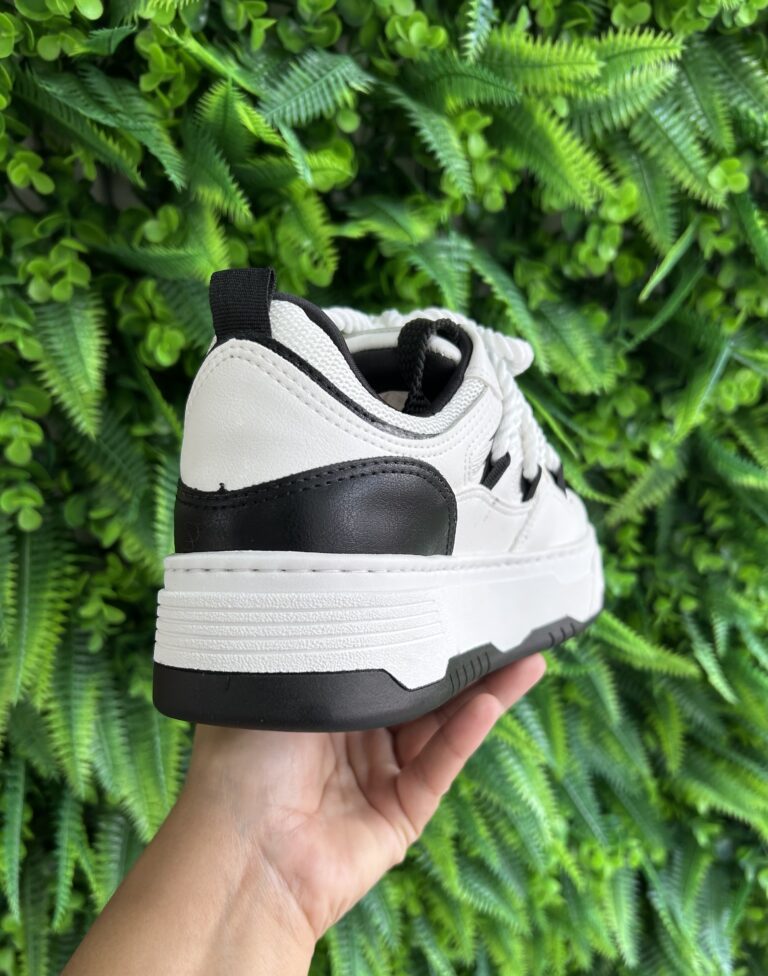 tênis cadarço branco/preto via marte 255 003 01 tênis cadarço branco/preto via marte 255 003 01