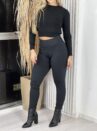 calça legging apeluciada lisa preto