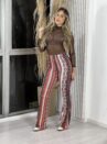 calça flare amara estampado marrom