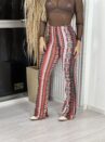 calça flare amara estampado marrom