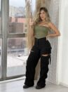 calça pantalona/jogger pedrita preto