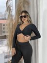 cropped manga longa clara bege