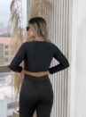 cropped manga longa clara bege