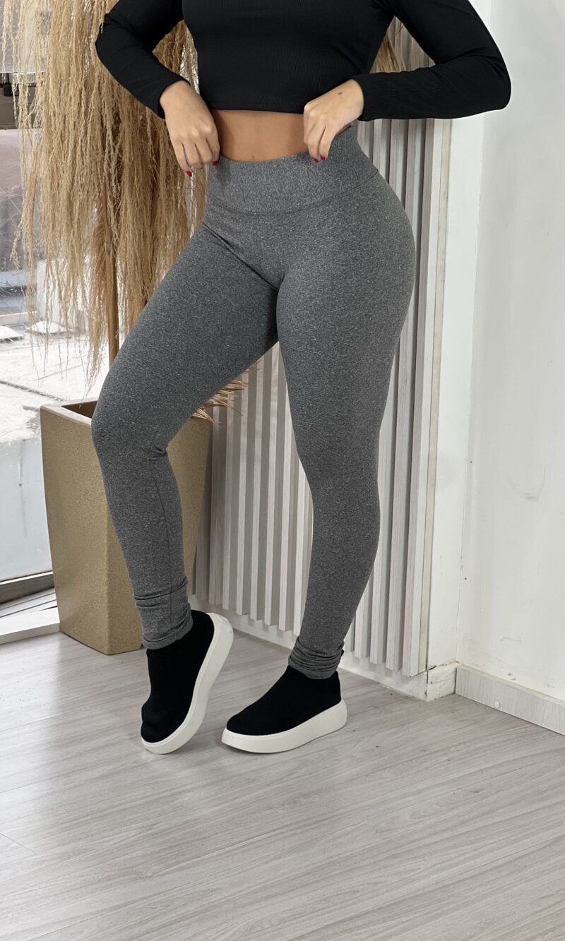 calça legging apeluciada lisa cinza