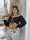 cropped manga longa estela preto