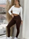 calça legging apeluciada lisa marrom