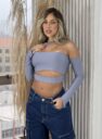 cropped manga longa gringa cinza