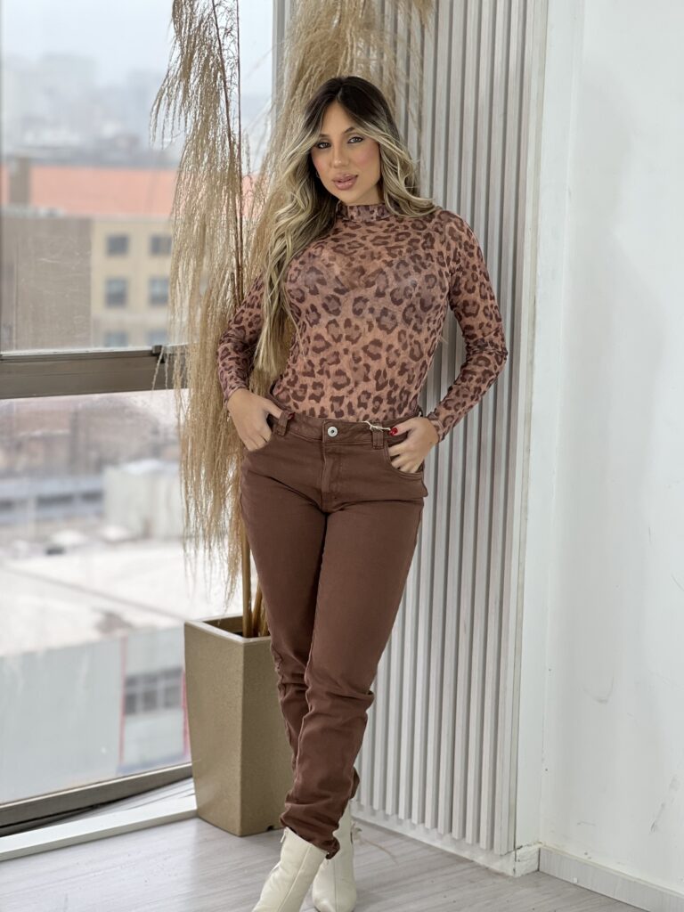 body tule estampado preto/bege body tule estampado preto/bege