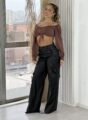 cropped manga longa estela marrom