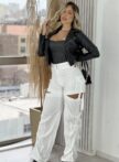 calça pantalona/jogger pedrita branco