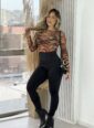 body tule estampado preto/marrom