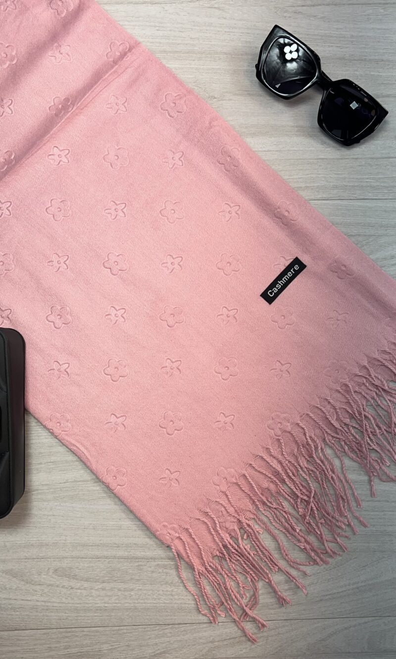 lenço flanelado florzinha rosa