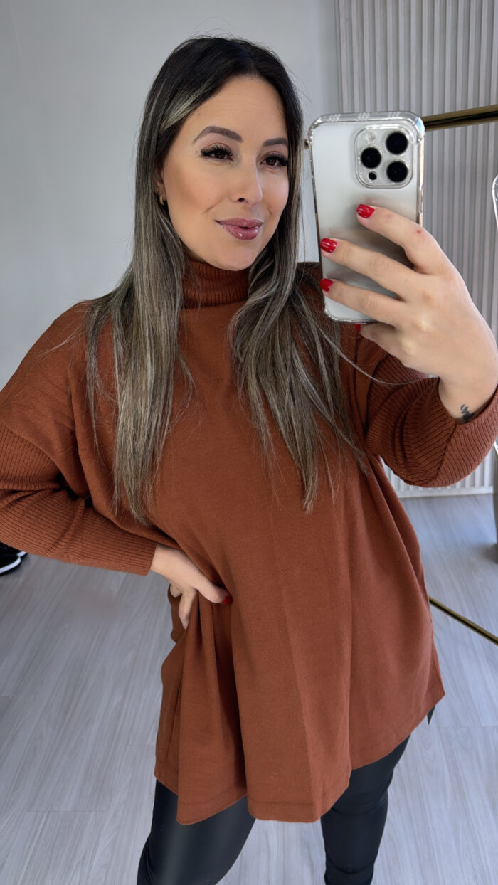 blusa vest leg pamela caramelo