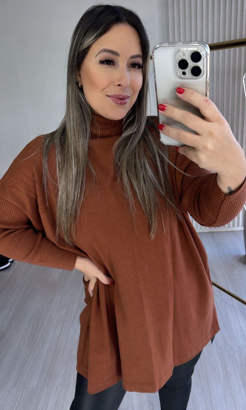 blusa vest leg pamela caramelo