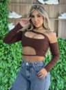 cropped manga longa amanda marrom