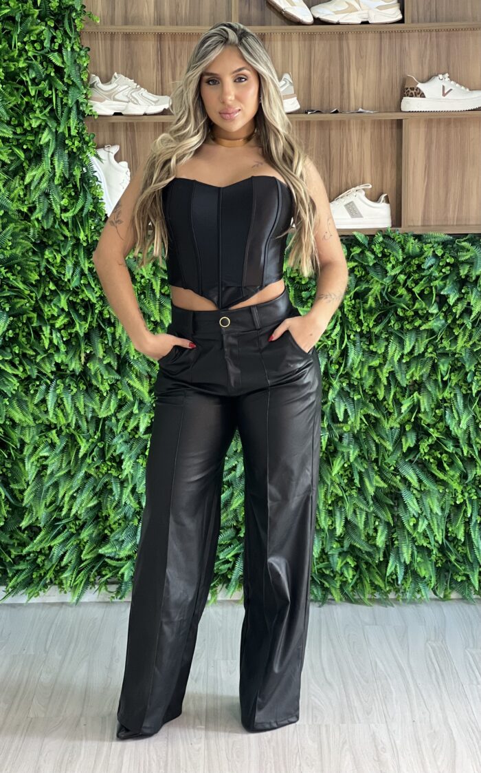 calça courino flanelado cintia preto calça courino flanelado cintia preto