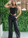 calça courino flanelado cintia preto