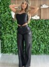 corselet acetinado preto