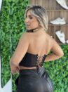 corselet acetinado preto
