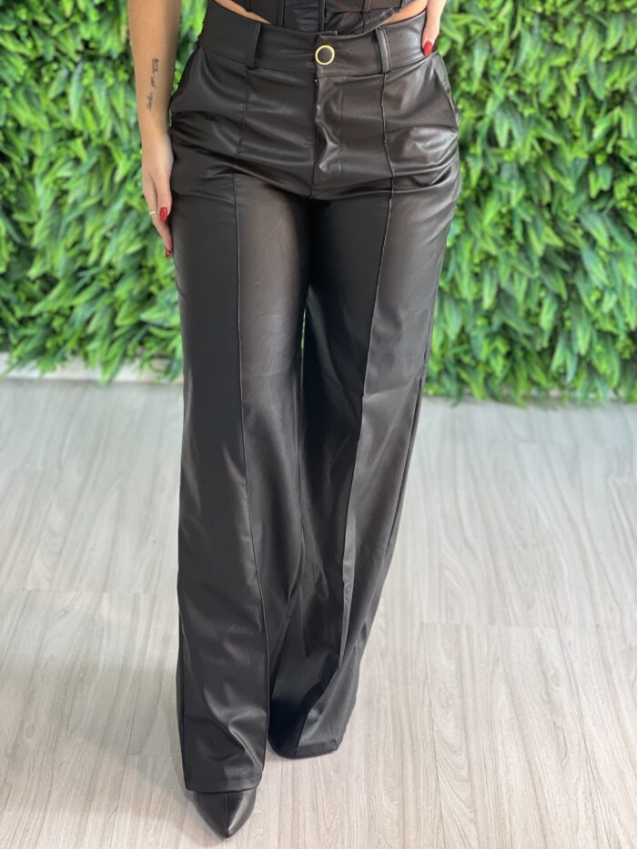 calça courino flanelado cintia preto