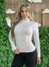 blusa térmica canelado gola branco