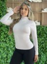 blusa térmica canelado gola branco