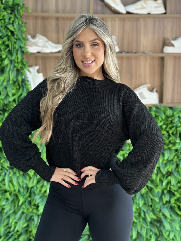 blusa manga longa tricot julia preto