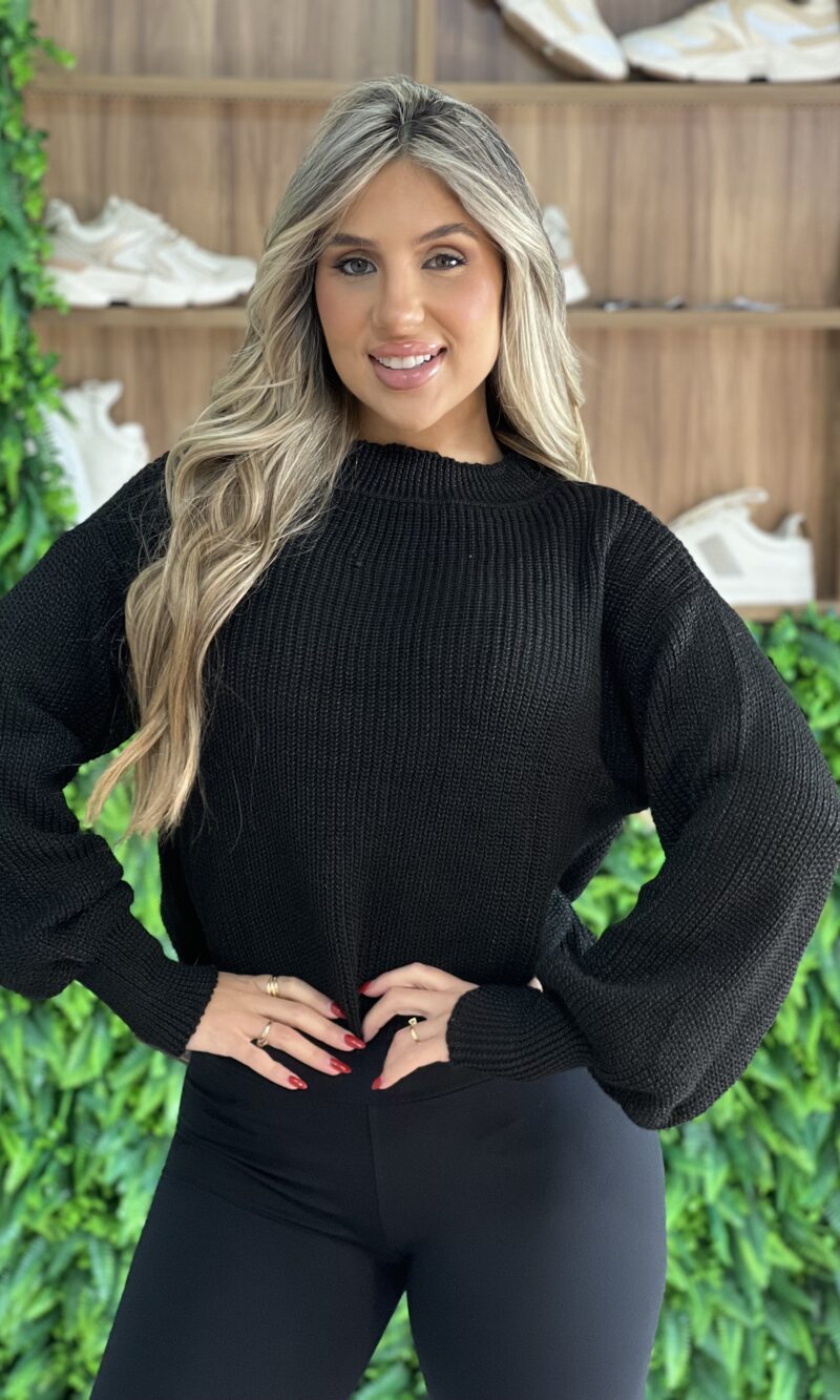 blusa manga longa tricot julia preto