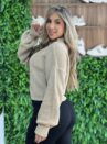 blusa manga longa tricot julia bege