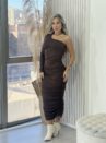 vestido midi manga longa melissa marrom