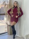 vestido térmica gola bordô