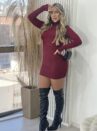vestido térmica gola bordô
