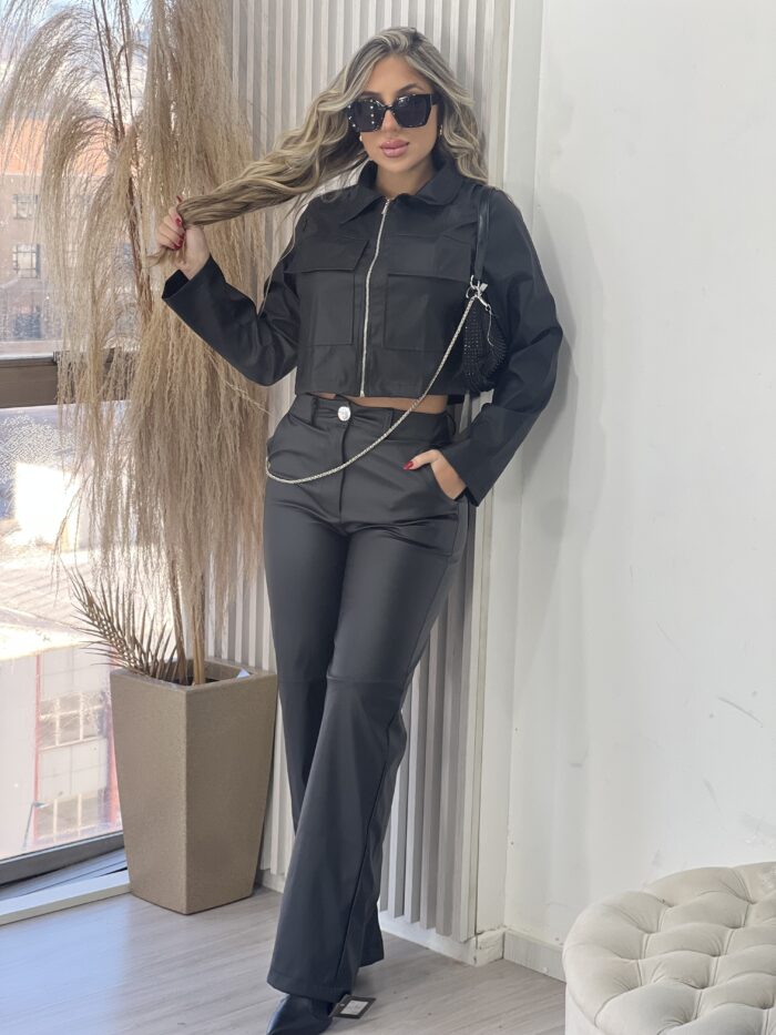 jaqueta courino bolso frontal preto jaqueta courino bolso frontal preto