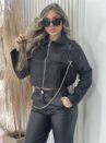 jaqueta courino bolso frontal preto