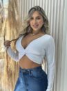 cropped manga longa clara branco
