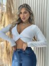 cropped manga longa clara branco
