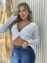cropped manga longa clara branco