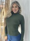 blusa manga longa canelado belli verde