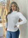 blusa térmica texturizada gola branco