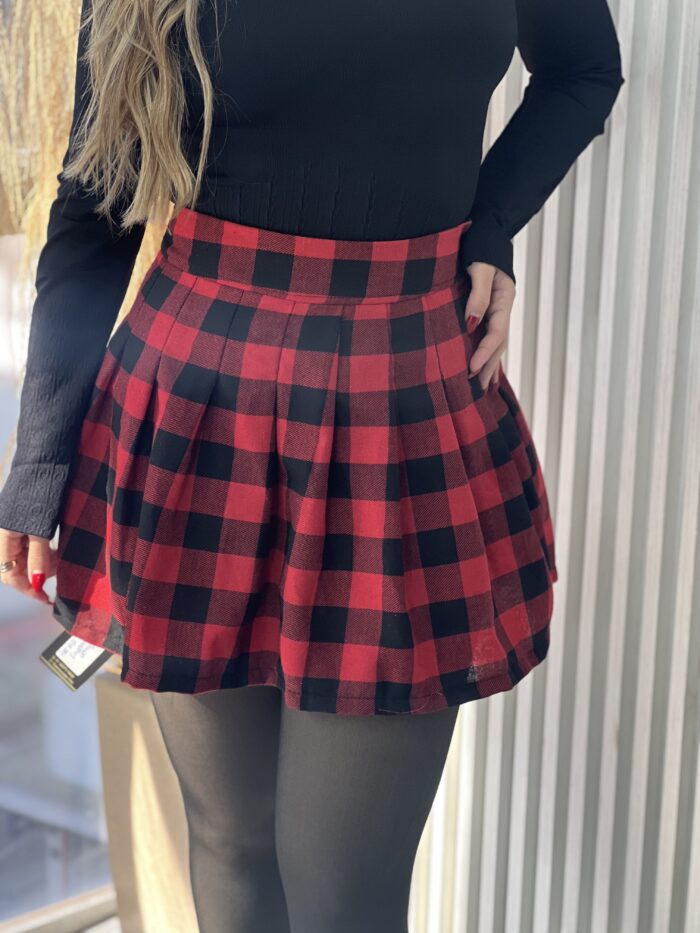 saia prega xadrez vermelho