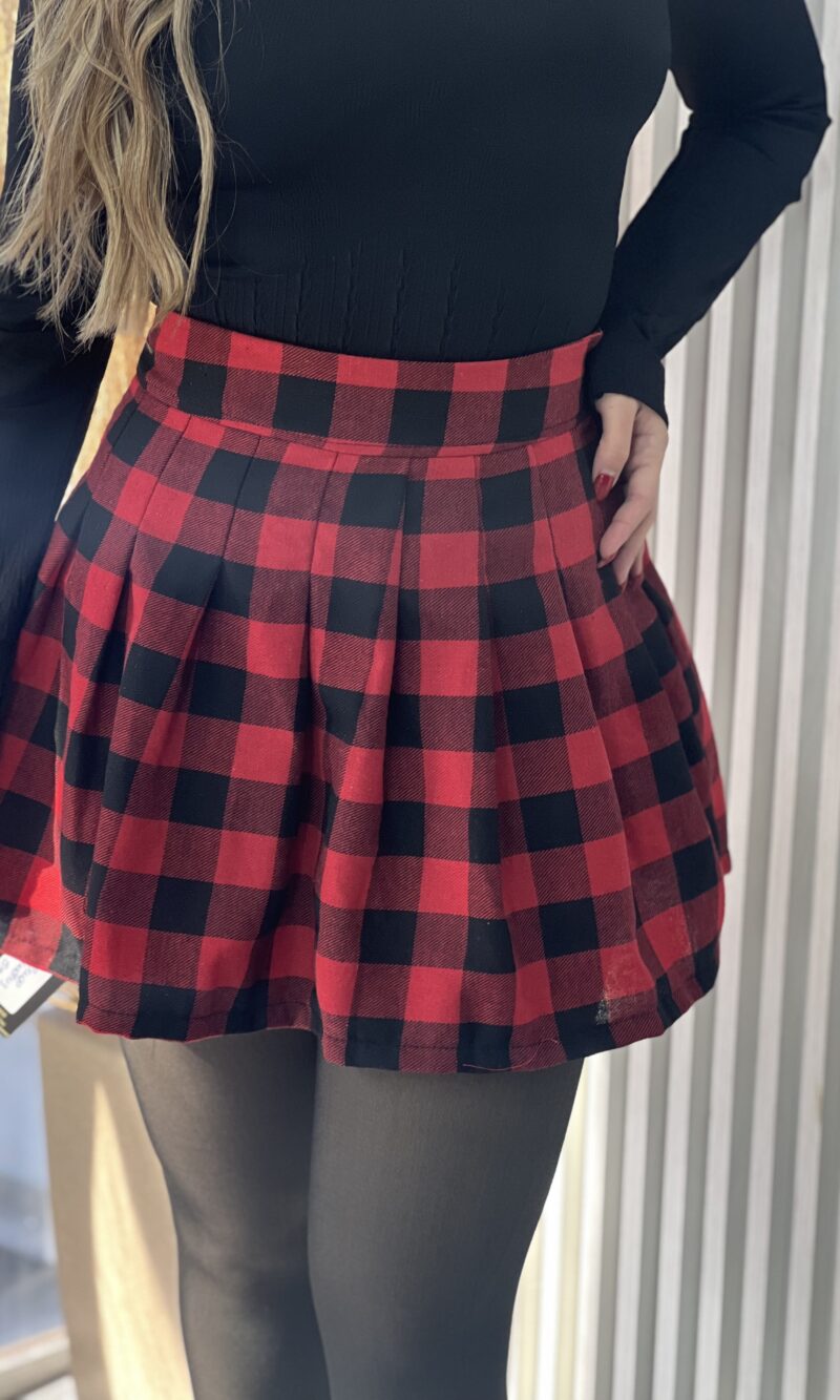 saia prega xadrez vermelho