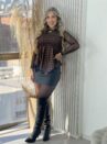 blusa batinha xadrez marrom