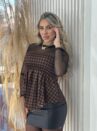 blusa batinha xadrez marrom