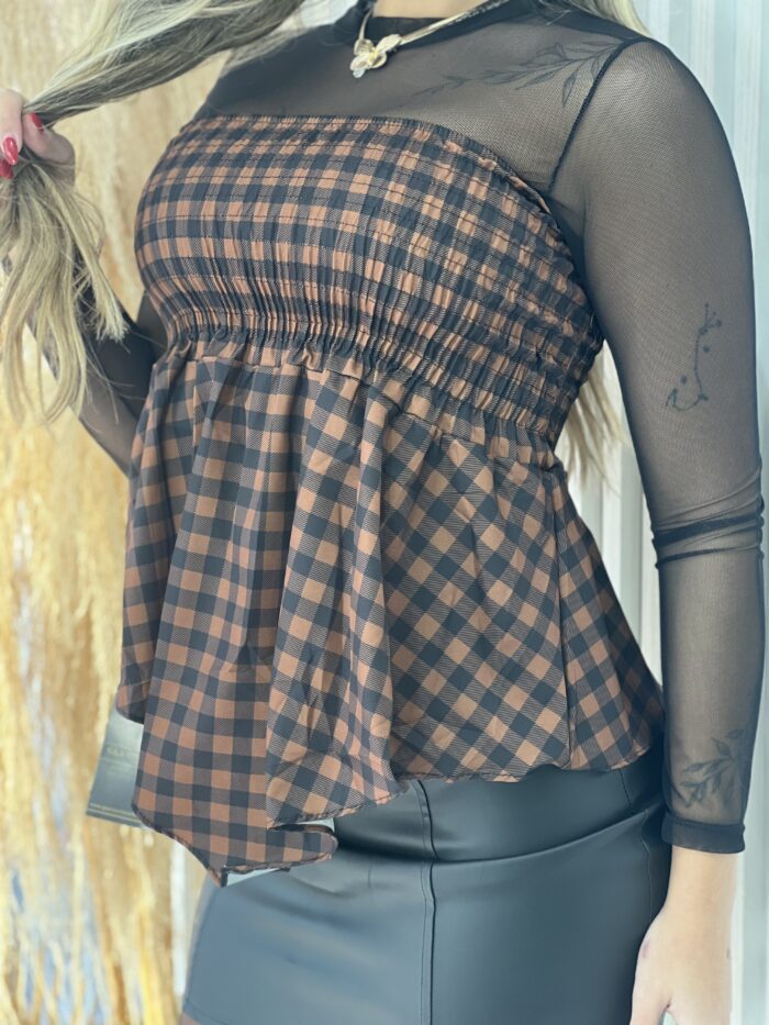 blusa batinha xadrez marrom blusa batinha xadrez marrom