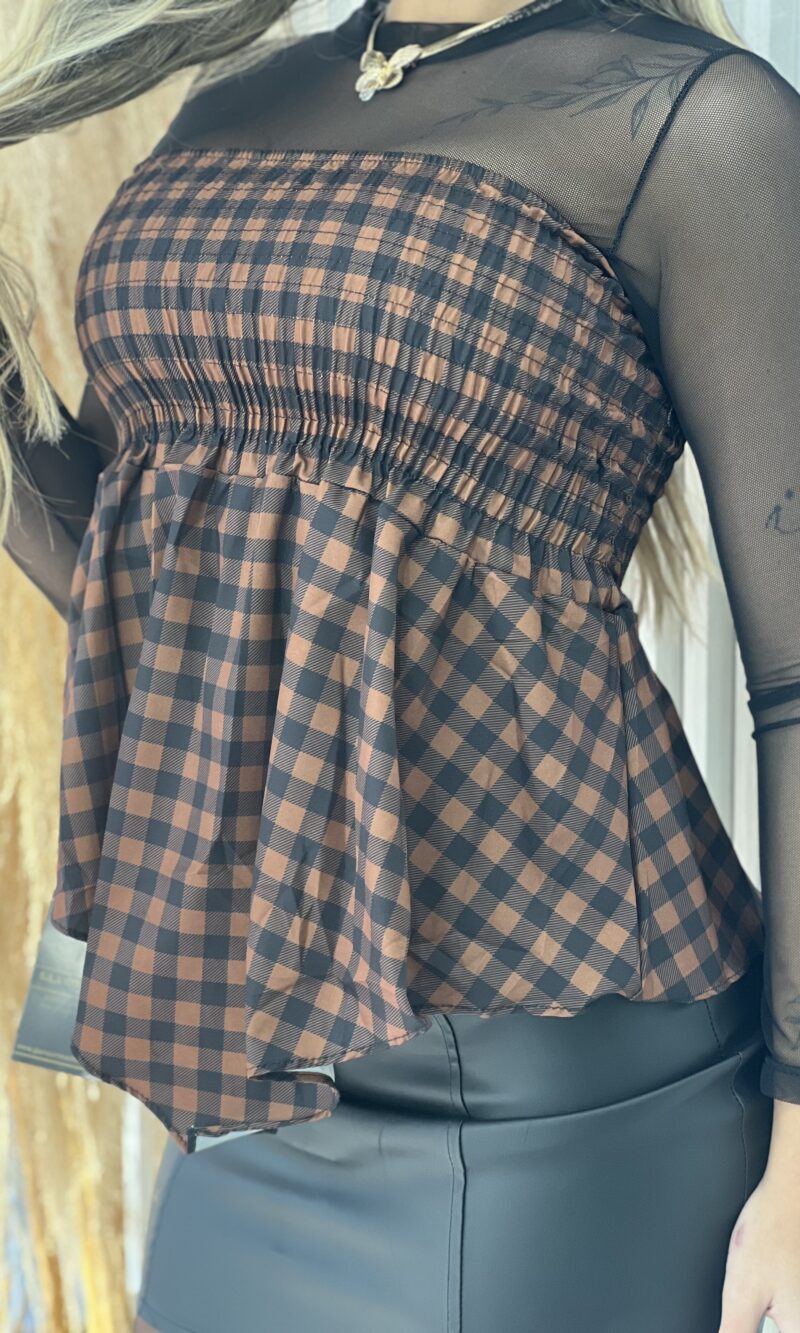 blusa batinha xadrez marrom blusa batinha xadrez marrom