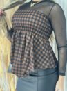 blusa batinha xadrez marrom